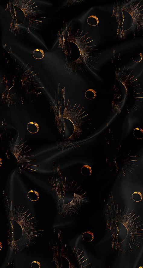 Black Fabric Wallpaper, Black And Gold Phone Wallpaper, Ipad Aesthetic Background, 70s Wallpaper Aesthetic, Witch Background Aesthetic, Retro Hippie Wallpaper, Occult Background, Occult Wallpaper, Whimsigoth Lockscreen