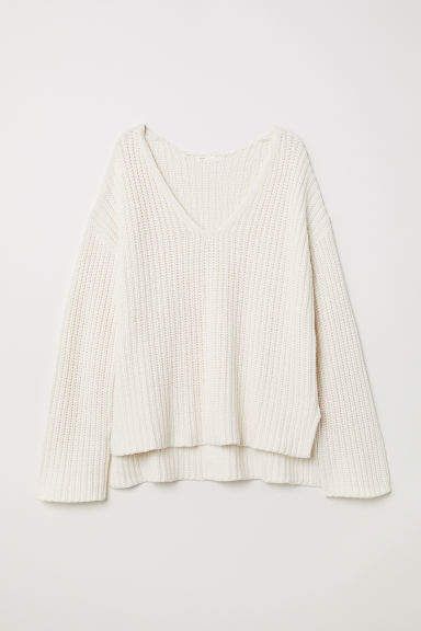 H&M - Rib-knit Sweater - White Hm Outfits, Alledaagse Outfit, Cute Preppy Outfits, Mode Ootd, Fall Fits, Sweater White, Ribbed Knit Sweater, Cute Everyday Outfits, Preppy Outfits