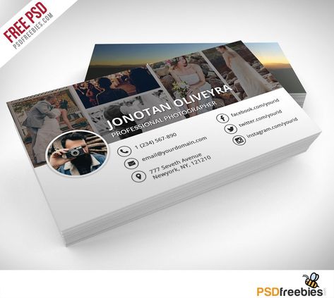 <p>Download Professional Photographer Business Card PSD Template Freebie. Simple, clean and modern Photographer Business card template. A business card, as part of photography branding, is critically important, especially while establishing your photography business. A business card makes your image, which in turn may pay off with tons of new clients. Therefore, you should put in an extra effort to make your business card stand out from the crowd.</p> <p>Professional Photographer Business Ca... Photography Visiting Card, Photographer Business Card Design, Kad Nama, Photography Business Cards Template, Photographer Business Card Template, Business Card Stand, Business Card Template Psd, Free Business Card Templates, Photographer Business