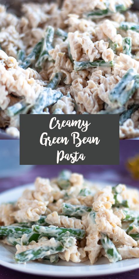 This rich creamy green bean pasta takes less than 30 minutes to cook! Perfect for when you’re craving something a little more decedent for dinner.  #dinner #recipes #pasta #glutenfree #vegan #dairyfree #veganrecipes #greenbean #vegetarian Green Bean Pasta Recipes, Green Bean Pasta, Dinner Recipes Pasta, Asparagus Pasta Recipes, Bean Pasta Recipes, Pasta With Green Beans, Creamy Green Beans, White Sauce Pasta, Bean Pasta