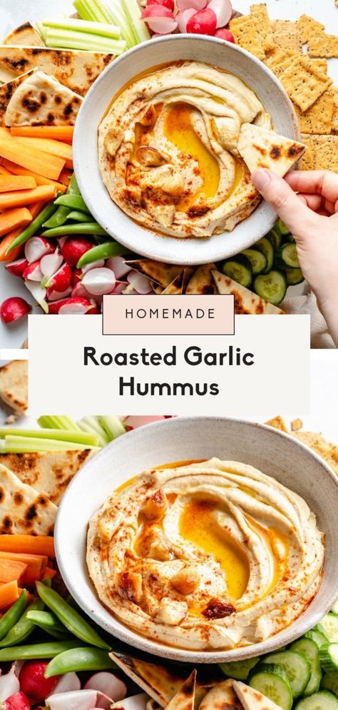 Chicken Schwarma, Roasted Garlic Hummus Recipe, Garlic Hummus Recipe, Best Hummus Recipe, Roasted Garlic Hummus, Hummus Recipe Homemade, Garlic Hummus, Easy Salad Dressing, Ambitious Kitchen