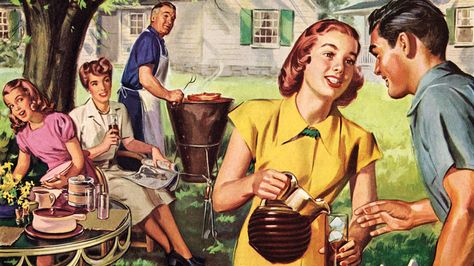 GraphicaArtis/Corbis Retro Barbecue, National Iced Tea Day, Tea Merchant, Southern Sweet Tea, Backyard Barbeque, Family Backyard, Tea History, Classic Paintings, Hot Tea