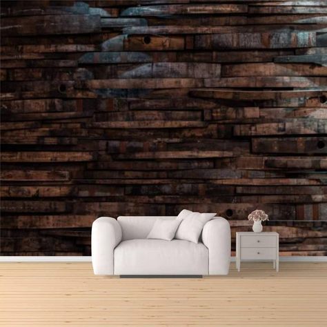 PRICES MAY VARY. SIZE: Size is 100"x144"/254x365cm (Height x Width), we will cut and ship it to you for easy installation. We support custom wallpapers of different sizes, please contact us if you need! SELECTED QUALITY PVC: Our wallpaper is made of selected PVC material, which is environmentally friendly and waterproof, wearable and durable. With clear printing and vivid colors, you can rest assured that you can use it. WIDELY USED: Our wallpapers are used for wall decoration in any scenario, s Bourbon Stave Wall, Rustic Accent Wall Ideas, Peel And Stick Wallpaper Accent Walls, Man Cave Wallpaper, Mens Apartment, Brick Wallpaper Living Room, Wall Covering Ideas, Large Wall Decals, Rustic Wallpaper