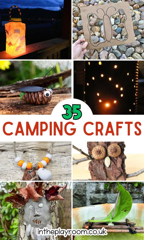 35 Fun and Easy Camping Crafts and Activities For Kids - In The Playroom Fall Camping Activities For Kids, Crafts To Do While Camping, Activities For Kids While Camping, Crafts While Camping, Camping Kids Crafts, Outdoor Camping Activities For Kids, Camping Projects For Toddlers, Kid Camping Activities, Camping With Kids Activities