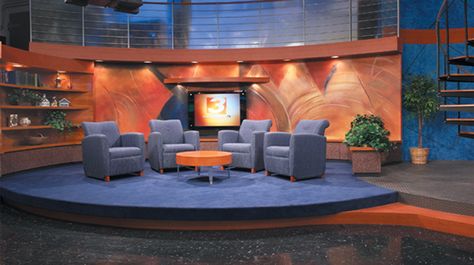 WKYC - Cleveland - Talk Shows Set Design - 1 Set Design Tv Show, Tv Talk Show Set Design Ideas, 70s Talk Show Set, Talk Show Studio Design, Talk Show Set Design Studios, Talk Show Stage Design, Talk Show Set Design Ideas, Tv Studio Set Design Ideas, Studio Set Design