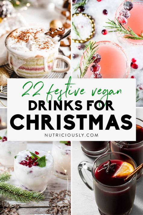 Vegan Christmas Drinks, Dairy Free Christmas Cocktails, Vegan Cocktail Recipes, Vegan Christmas Cocktails, Alcohol Free Christmas Drinks, Vegan Holiday Cocktails, Christmas Mocktail Recipe, Vegan Holiday Drinks, Hot Christmas Drinks