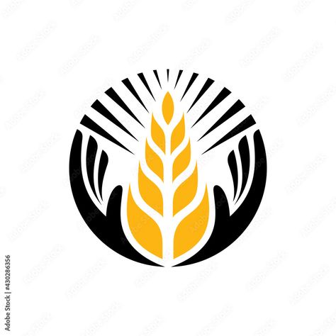 Logo For Organic Products, Wheat Logo Design Ideas, Foodstuffs Logo, Agriculture Logo Design Ideas, Sun Logo Ideas, Agriculture Symbol, Logo Rice, Bakery Logo Inspiration, Snow Logo