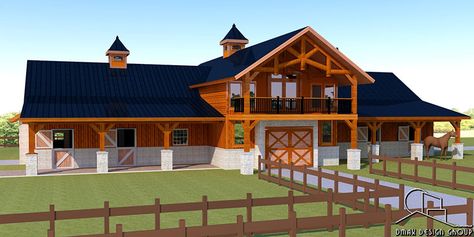 Carolina 01 Horse Barn with Living Quarters Floor Plans | Dmax Design Group Minecraft Horse Stables, Rustic Barn Homes, Barn With Living Quarters, Barn Builders, Barn Plan, Barn Apartment, Dream Horse Barns, Horse Barn Plans, Horse Facility