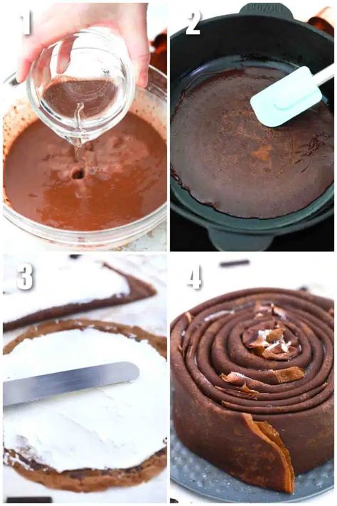 Crepe Cake Chocolate, Chocolate Crepe Cake, Crepe Cake Recipe, Chocolate Crepes, Crepe Batter, Savory Meals, Crepe Cake, Recipe Sweet, Cake Fillings