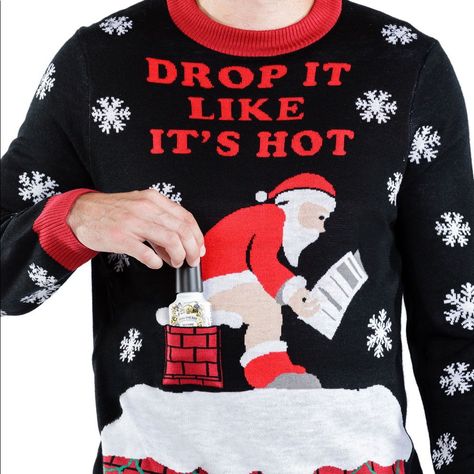 This Christmas, He's Put On Some Crap Right Into Your Chimney. Hey, You Should Have Been More Specific On Your Christmas List. Want Something Different To Wear This Christmas? This Santa Motif Will Raise Eyebrows Wherever You Choose To Wear It. Rock It At The Office Christmas Sweater Competition Or Just Shock Your Grandma. Don't Worry, Grandma. He Sprayed First. Brand New With Tag Never Worn Poo~Pourri Bottle “Included” In Purchase Of Each Sweater! Mmm Citrus Scent The Office Christmas Sweater, Ugly Christmas Sweater Diy Funny, Ugly Christmas Sweater Outfit, Couples Christmas Sweaters, Raise Eyebrows, The Office Christmas, Ugly Christmas Sweater Contest, Diy Christmas Sweater, Christmas Sweater Outfits