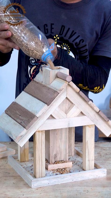 3.4M views · 57K reactions | Turn old pallets into amazing diy wooden bird feeder #Tips #woodcraft #woodworking #technique #carpenter #handmade #carpentry #woodart #creative #Hacks #woodworkingtips #DIY #tricks #woodwork #wooden #furniture #birdwatching #homedecore #birdhouse #birds #birdlovers #birdaspet #birdsofinstagram #lovebirds #babybird | Woodworking TV | Woodworking TV · Original audio Bird Tables Ideas, Wooden Bird Feeders Diy How To Build, Bird Feeders Diy Homemade Wooden, Wooden Bird Houses Diy, Diy Bird Feeder Wooden, Birds Houses Ideas, Bird Feeders Diy Homemade, Free Standing Bird Feeders, Squirrel Feeder Diy