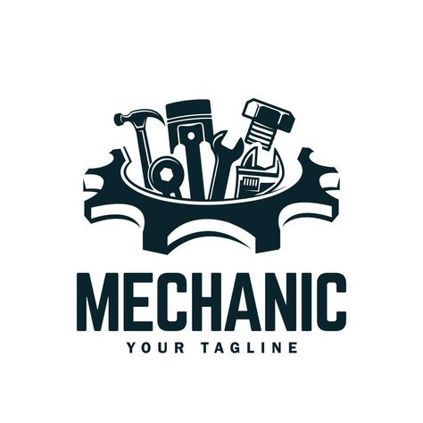 Vintage mechanic logo vector illustration. Car Mechanic Logo, Mechanic Art, Mechanic Logo Design, Mechanic Logo, Vintage Mechanics, Mechanics Logo, Mechanical Art, Automotive Logo, Logo Banners