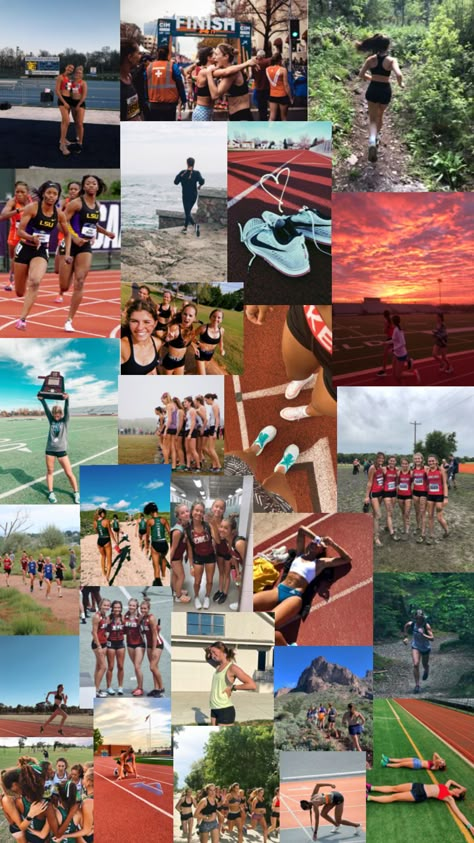 Track Wallpapers Iphone, Running Lockscreens, Track Collage, Aesthetic Track Pictures, Track Team Aesthetic, Netball Photos, Running Collage, Track Wallpapers, Athletics Wallpaper