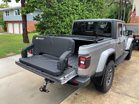 The must have JT tailgate accessory! Padded truck tailgating couch (Ozark Trail) | Page 5 | Jeep Gladiator (JT) News, Forum, Community - JeepGladiatorForum.com Jeep Gladiator Overland Accessories, Jeep Tailgate Ideas, Jeep Truck Gladiator, Jeep Rubicon Accessories, Jeep Gladiator Accessories, Jeep Gladiator Custom, Jeep Gladiator Overland, Jeep Wrangler Front Bumper, Truck Accessories Diy