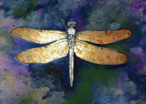 Bild Gold, Wall Art Gold Leaf, Watercolor Dragonfly, Gold Art Painting, Leaf Painting, Gold Leaf Art, Dragonfly Art, Gold Wall Art, Gold Leaf Painting