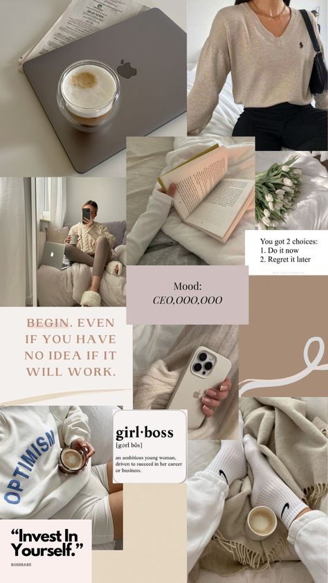 Vision board wallpaper beige Work Vision Board, Vision Board Collage, Board Wallpaper, Vision Board Wallpaper, Dream Motivation, Dream Vision Board, Vision Board Affirmations, Vision Board Manifestation, Motivational Wallpaper