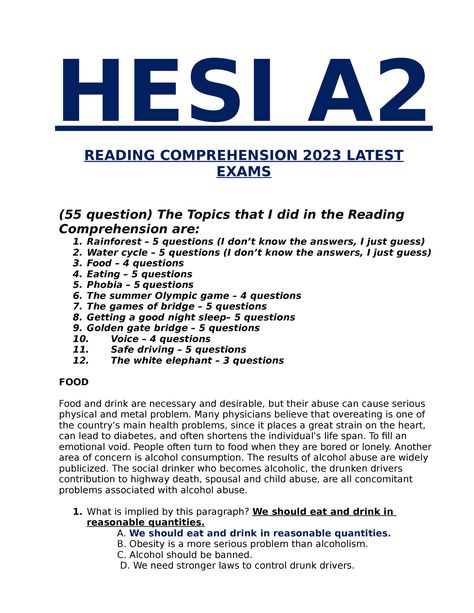 HESI A2 Reading Comprehension 2023 - HESI A READING COMPREHENSION 2023 LATEST EXAMS (55 question) - Studocu Hesi A2 Study Guide, Native American Humor, Hesi A2, One Dollar Bill, Nursing School Motivation, Water Cycle, Daylight Savings Time, Electoral College, Public Speaker