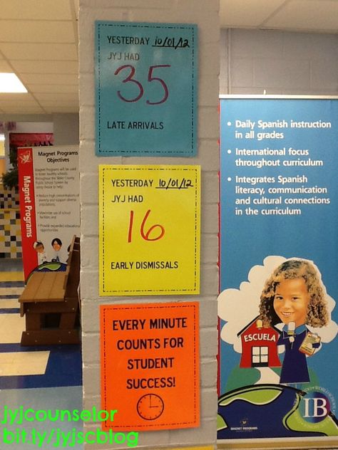 For the front hall attendance tracking board? Attendance Board Ideas, Attendance Matters, Attendance Ideas, Attendance Incentives, Enemy Pie, Principal Ideas, School Magic, School Hallway, Student Rewards