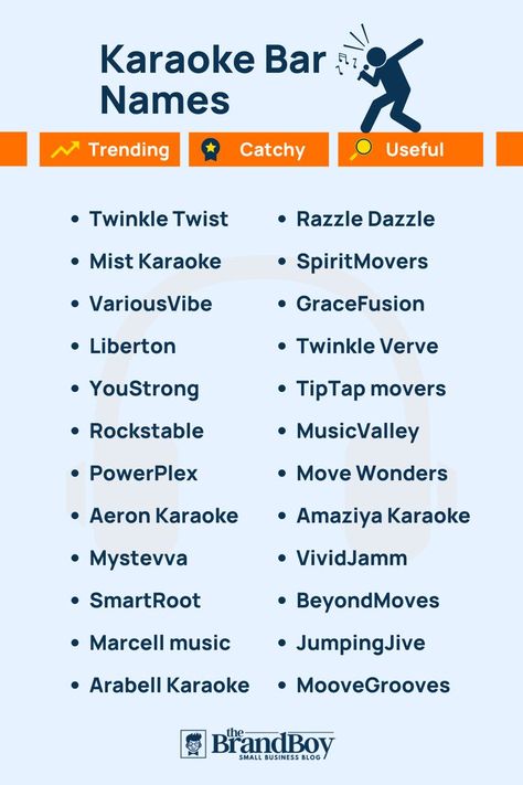 Karaoke Bar Names Bar Names, Company Names Ideas, Karaoke Bar, Next Brand, Catchy Names, Names Ideas, Razzle Dazzle, Name Generator, Business Blog