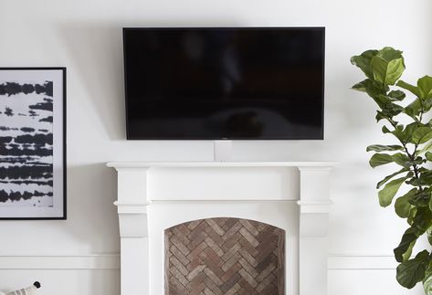 Hide Tv Over Fireplace, Tv Over The Fireplace, Mounting A Tv, Hide Tv Cords, Hide Tv Cables, Hide Cable Box, Tv Above Fireplace, Hide Tv, Above Fireplace