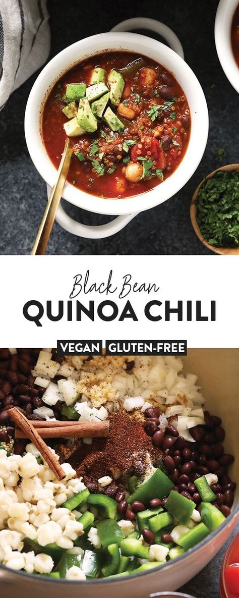 Is there anything better than letting a big pot of quinoa chili slow cook on the stovetop on a chilly weekend?! Make this delicious one pot vegan black bean quinoa chili recipe today. Black Bean And Quinoa Soup, Black Bean Quinoa Soup, Black Bean Quinoa Chili, Quinoa Chili Recipe, Black Bean And Quinoa, Vegetarian Quinoa Chili, Bean Quinoa, Quinoa Chili, Vegetarian Chili Recipe