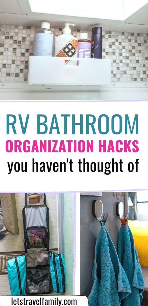 #storage #storageideas #diystorage Travel Trailer Bathroom Organization, Camper Bathroom Organization Ideas, Bathroom Camper Ideas, Rv Storage Ideas Space Saving, Camper Bathroom Hacks, Camper Bathroom Storage Ideas, Small Camper Bathroom Ideas, Small Camper Bathroom Storage Ideas, Small Rv Bathroom Storage Ideas