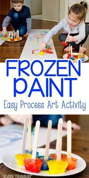 Frozen Paint, Easy Process Art, Vetenskapliga Experiment, Frozen Painting, Maluchy Montessori, Sensory Bag, Aktiviti Kanak-kanak, Art Activities For Toddlers, Summer Activity