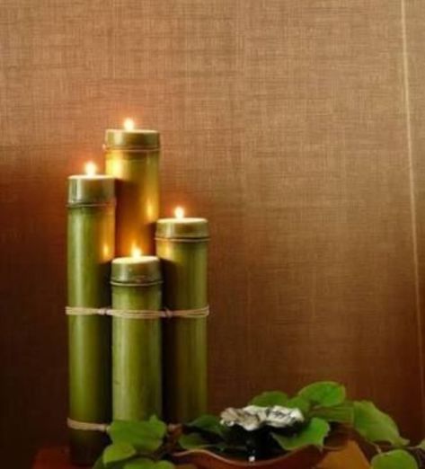 Bamboo Candle, Bamboo Diy, Bamboo Planter, Bamboo Decor, Bamboo Light, Bamboo Art, Deco Nature, Bamboo House, Bamboo Crafts