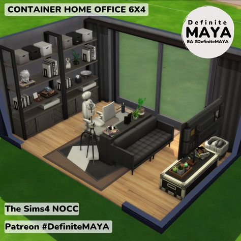 Office Room Sims 4, Sims 4 Office Ideas No Cc, Sims Office Ideas, Sims 4 Office Ideas, The Sims 4 Room Ideas, Sims 4 Office, Container Home Office, Sims Rooms, Ideas Principales