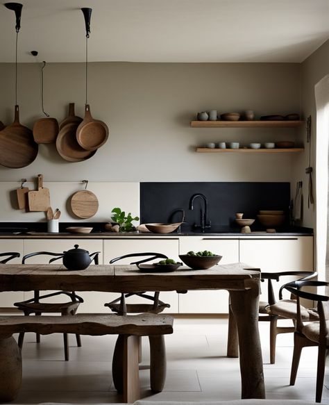 Wabi-Sabi and Japandi Design Styles - So Much Better With Age Wabi Sabi Interior Kitchen, Japanese Wabi Sabi Interior, Meditation Space At Home, Wabi Sabi Table, Japandi Style Living Room, Wabi Sabi Kitchen, Wabi Sabi Interior Design, Entertainment Room Decor, Beauty In Imperfection