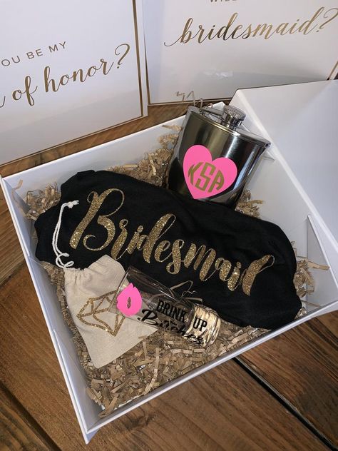 Proposal Gift Boxes Bridesmaid Proposal Box Will You Be My | Etsy Bridesmaid Proposal Black Women, Inexpensive Bridesmaid Gifts, Diy Bridesmaid Gifts, Bridesmaid Proposal Diy, Extravagant Gifts, Best Bridesmaid Gifts, Bridesmaid Diy, Bridesmaid Boxes, Bridesmaid Gift Boxes