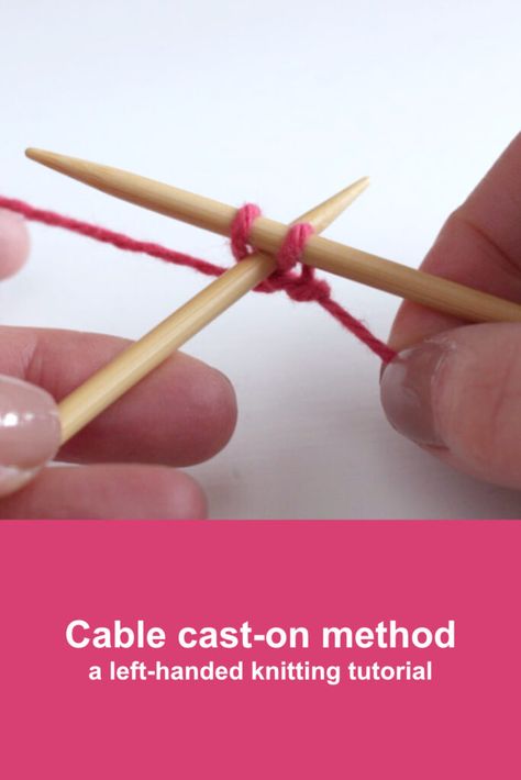 Demonstration showing how to insert the left-hand needle between two stitches on the right-hand needle when working a cable cast-on Knit Tutorial, Cable Cast On, Cast On Knitting, Trendy Knitting, Casting On Stitches, Bamboo Knitting Needles, Knitting Instructions, How To Knit, Circular Knitting Needles