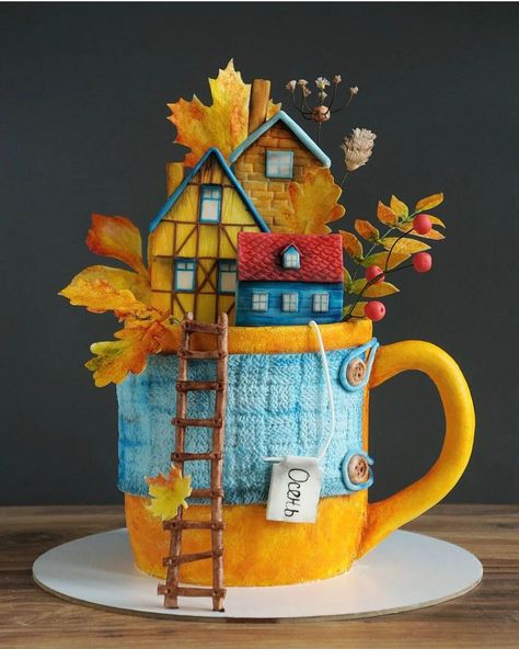 Fall Theme Cakes, Cake Structure, Thanksgiving Cakes, 3d Cakes, Fall Cakes, 3d Cake, Small Cake, Halloween Cakes, Sugar Art