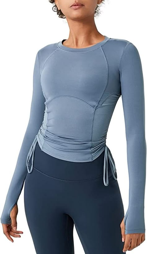 Blue outfit, amazon fashion, pilates outfit, workout top, affiliated link Athletic Long Sleeve, Yoga Long Sleeve, Sports Wear Women, Workout Tops For Women, Gym Clothes Women, Long Sleeve Workout, Yoga Top, Sport Top, Gym Tops