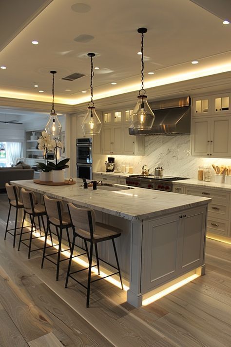 Lighting Layers, Beautiful Kitchen Cabinets, Elegant Kitchen Design, Classy Kitchen, Kitchen Lighting Ideas, Dream Kitchens Design, Kitchen Outdoor, Rustic Bathrooms, Elegant Kitchens