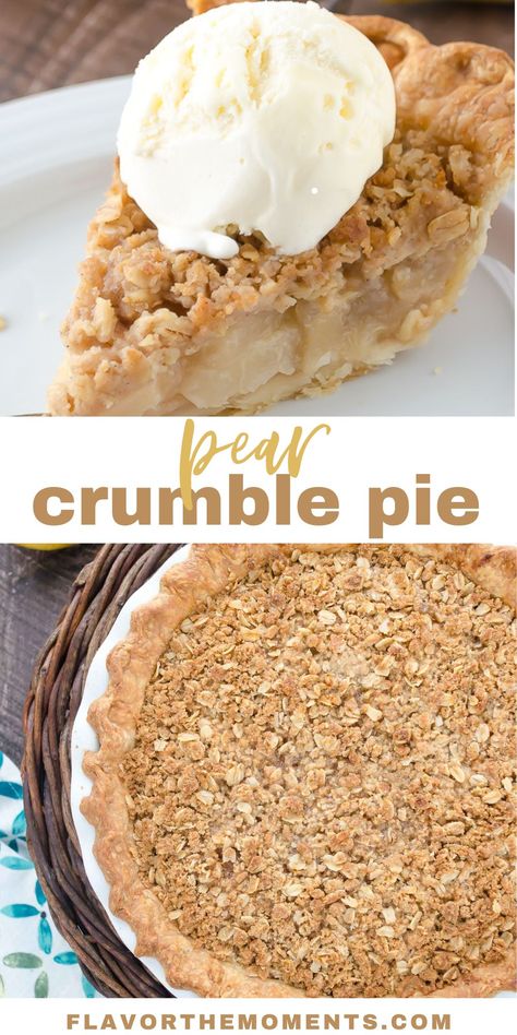 Pear Crumble Pie, Pear Pie Filling, Pear Filling, Easy Flaky Pie Crust, Apple Pear Pie, Pear Pie Recipe, Recipe With Ginger, Mini Pie Recipes, Ginger Pear