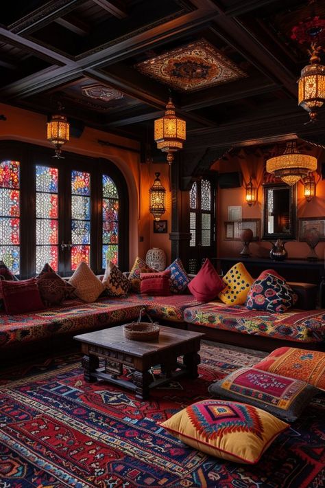 29 Boho Tranquil Spaces for Peaceful Living 9 Moroccan Lounge Room, Best Curtains For Living Room, Boho Meditation Room, Moroccan Inspired Living Room, Moroccan Style Living Room, Cozy Modern Living Room, Chic Living Room Design, Moroccan Houses, Moroccan Living Room