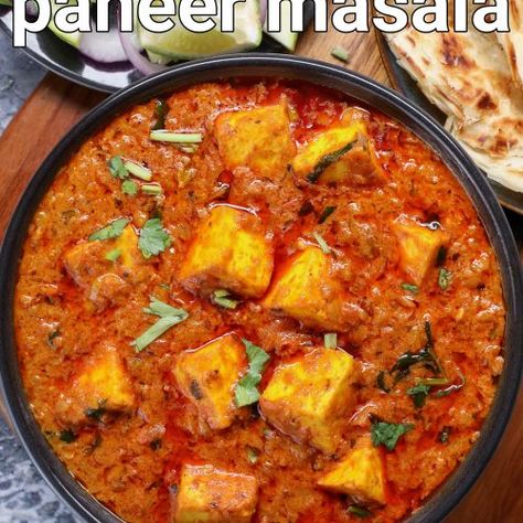 paneer masala recipe dhaba style | dhaba style paneer curry | paneer gravy - Hebbar's Kitchen Hebbars Kitchen Recipes, Paneer Chilli Dry, Paneer Gravy, Paneer Curry Recipes, Paneer Masala Recipe, Paneer Biryani, Hebbars Kitchen, Capsicum Recipes, Paneer Curry