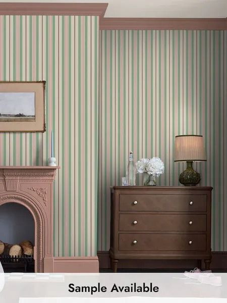 Wallpaper | Ditsy Floral & Heritage Wallpaper | Joules Striped Wallpaper Living Room, A4 Wallpaper, Pink And Green Wallpaper, Entryway Dining Room, Mulberry Home, Paisley Wallpaper, Mini Moderns, Stripe Wallpaper, Damask Wallpaper