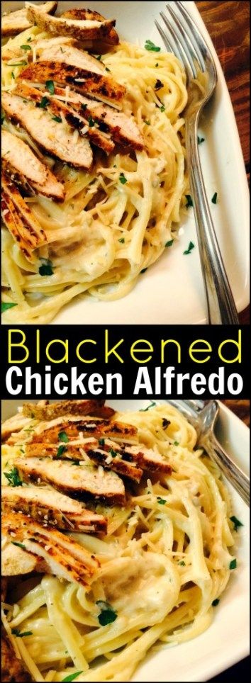 Blackened Chicken Alfredo, Makanan Italia, Resep Pasta, Chicken Alfredo Recipes, Blackened Chicken, Salad Pasta, Alfredo Recipe, Fettuccine Alfredo, Chicken Alfredo