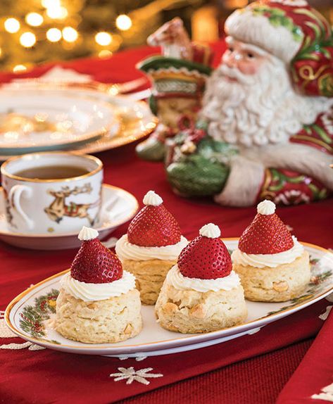 Mascarpone Frosting Recipe, Christmas Afternoon Tea, Christmas Tea Party, Mascarpone Frosting, Pastry Blender, Christmas Cooking, Scone Recipe, Whimsical Christmas, Fresh Strawberries