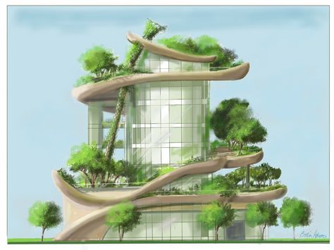 future home building concepts | rebound in construction activity will propel growth in green building ... Green Building Concept, Eco Friendly Architecture, Green Building Design, Environmental Architecture, Eco Friendly Building, Eco City, Residential Building Design, Sustainable Technology, Building Concept