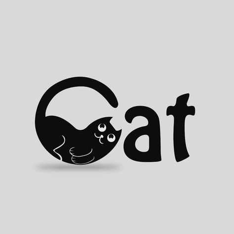 Cat Vector _________________________________ #graphicdesign #creative #design #designer #illustration #photoshop #typography #brand #logo… Cat Typography, Alphabet Company, Cat Branding, Food Brand Logos, Introvert Cat, Photoshop Typography, Logo Cat, English Logo, Pet Brand