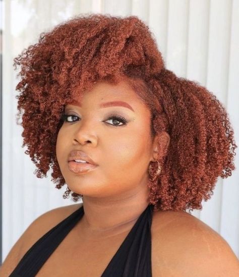 Burnt Orange Hair Color For Black Women, Copper Orange Hair On Black Women, Burnt Orange Natural Hair Black Women, Burnt Orange Natural Hair, Bleaching Natural Hair, Burnt Orange Hair On Black Women, Dyed Natural Hair Ginger, Orange Natural Hair, Burnt Orange Hair Color