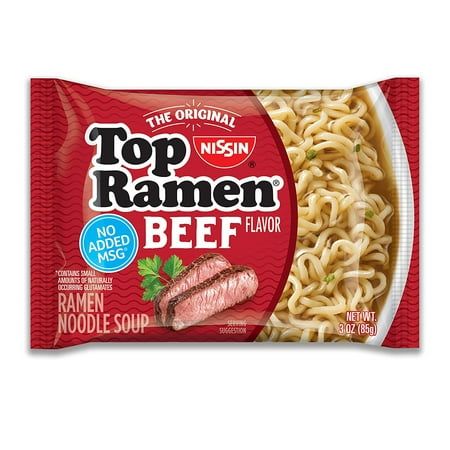 The original instant ramen noodle since 1970. Delicious as is or tossed with your favorite toppings, Top Ramen is always a simple pleasure. With no added MSG, the great taste you love has been stripped down to its essential noodle goodness. Ramen Beef, Top Ramen Noodles, Nissin Cup Noodles, Soup Beef, Top Ramen, Noodles Lover, Ramen Noodle Soup, Beef Noodle Soup, Instant Ramen