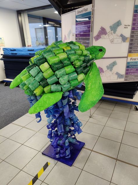 Saima Amin on X: "So proud of the students who worked on this little project for Enrichment Day today. And well done to Miss O for the careful planning behind the structure of our beautiful turtle made out of recycled plastic bottles! 🐢 I wish I took progress pics! https://t.co/mnudK84aFc" / X Diy Environmental Projects, Environment Projects Schools, Trash Art Ideas, Plastic Recycling Ideas Projects, Recycled Structures, Plastic Bottle Recycling Ideas, Trash Island, Environmental Art Projects, Plastic Sculpture