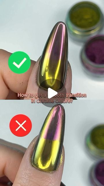 Nail art 💅 Manicure on Instagram: "By @lechatnails - Have you tried creating ombré with chrome before but were unsuccessful❔Here’s our best tip to get that beautiful seemless blend everytime💫" Ombré With Chrome, Umbre Nails, Ombre Chrome Nails, Ombre Nails Tutorial, How To Do Ombre, Glass Nails Art, Chrome Nail Art, Chrome Nail Powder, Nail Art Techniques