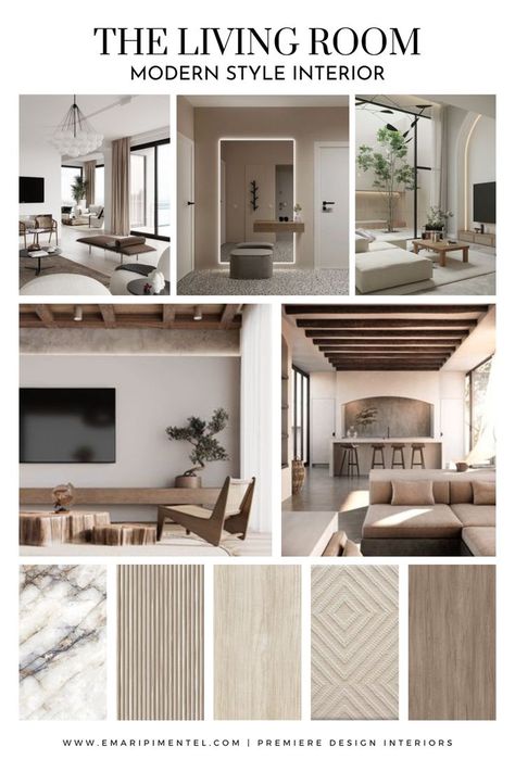 Living Room Modern Interior Interior Architecture Presentation, Design Inspiration Board, Interior Design Presentation Boards, Square Building, Modern Minimalist Interior Design, Interior Design Portfolio Layout, Modern Style Living Room, Mood Board Interior, Architecture Portfolio Design