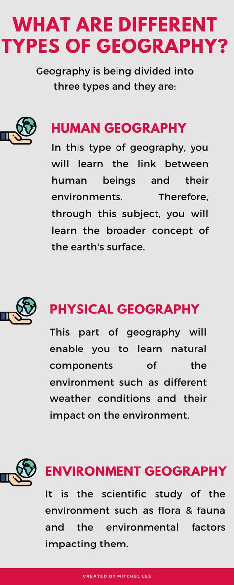 Geography is being divided into three types as given in the infographic, These are the three main types of geography you will be learning in this subject. This basic information is provided by geography homework help providers who help students with there geography homework.   Geography is all about studying different places surrounded by the earth. Also, to get help in geography homework, you may get in touch with the people who are experts in this subject at My Assignment Services. How To Revise Geography, How To Study Geography Tips, How To Study Geography, Geography Infographic, Geography Knowledge, What Is Geography, Substitute Teacher Tips, Geography Vocabulary, Geography Notes