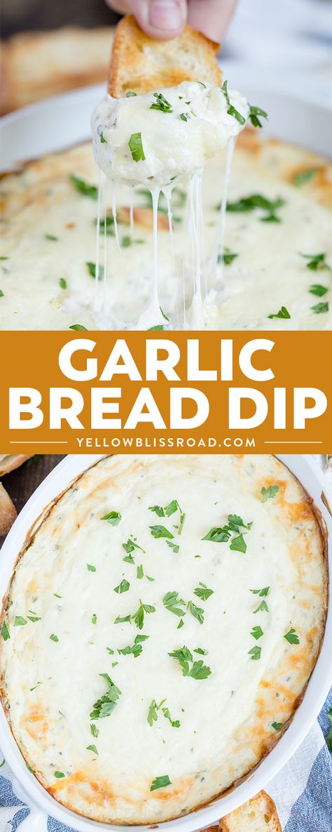 This Garlic Bread Cheese Dip has tons of creamy cheeses and roasted garlic - all the flavors of your favorite side dish in a delicious appetizer dip! Garlic Bread Dip, Garlic Bread Cheese, Pepperoni Dip, Chips Dip, Garlic Dip, Bread Dip, Cheesecake Dip, Bread Cheese, Dip Recipes Easy